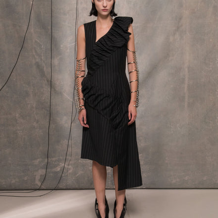 Pinstripe Asymmetric Dress