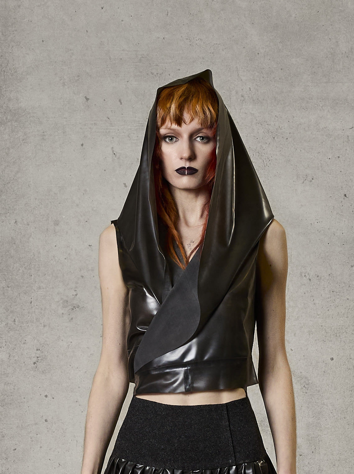 Hooded Latex Crop Top