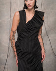 Pinstripe Asymmetric Dress