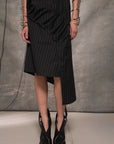 Pinstripe Asymmetric Dress